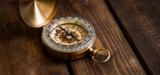Kompass liegt auf einem Tisch