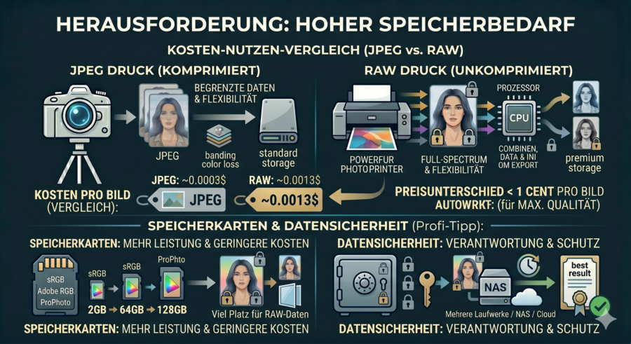 Bildsymbole: Herausforderung: Hoher Speicherbedarf